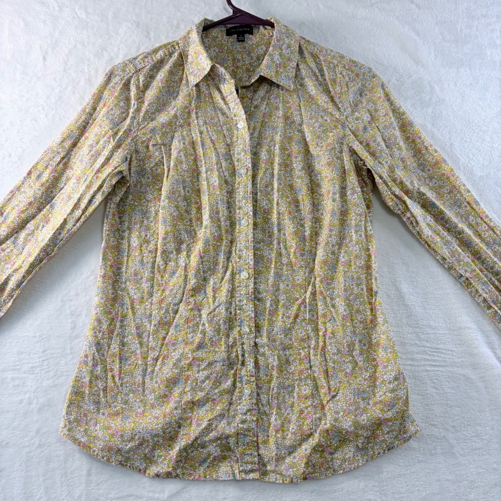 The Limited Shirt Button Down Yellow Floral Long Sleeve TT73-4933 Size S